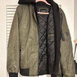 Guess Green Bomber Jacket with Quilted Interior